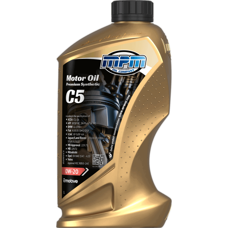 MPM Motor Oil Premium Synthetic C5 0W20 1L