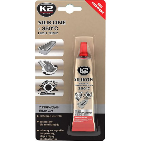 K2 SILICONE RED SILIKOONHERMEETIK PUNANE +350°C 21G/TUUB