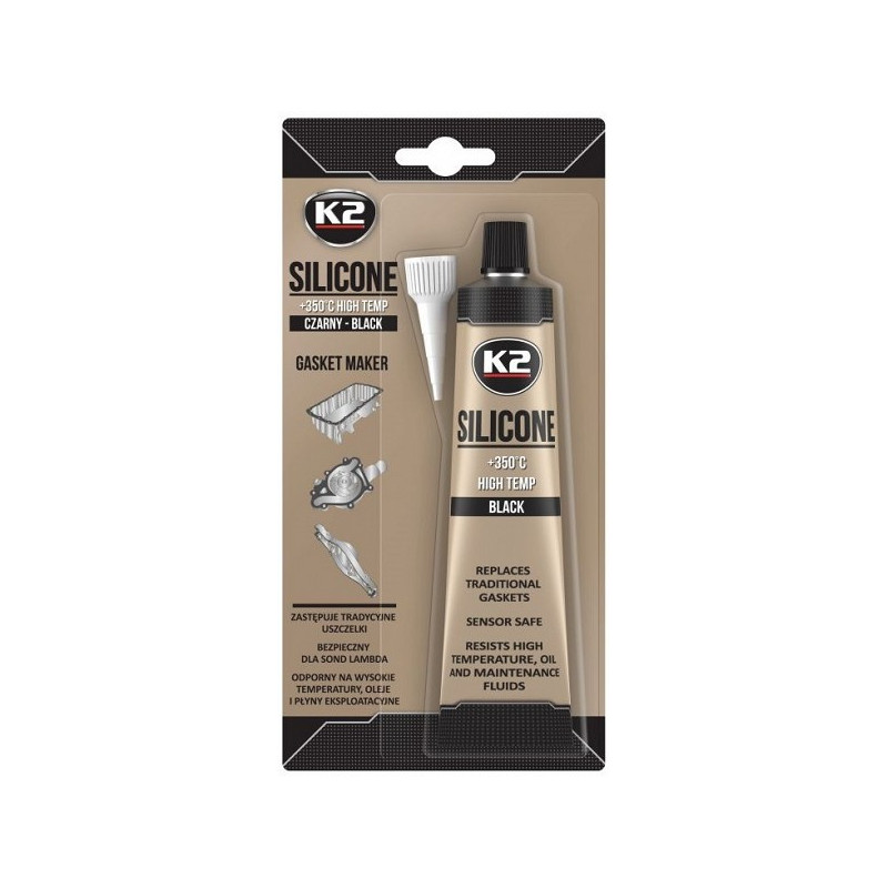 K2 SILICONE BLACK SILIKOONHERMEETIK MUST +350°C 85G/TUUB