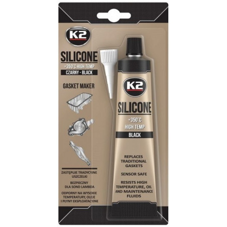 K2 SILICONE BLACK SILIKOONHERMEETIK MUST +350°C 85G/TUUB