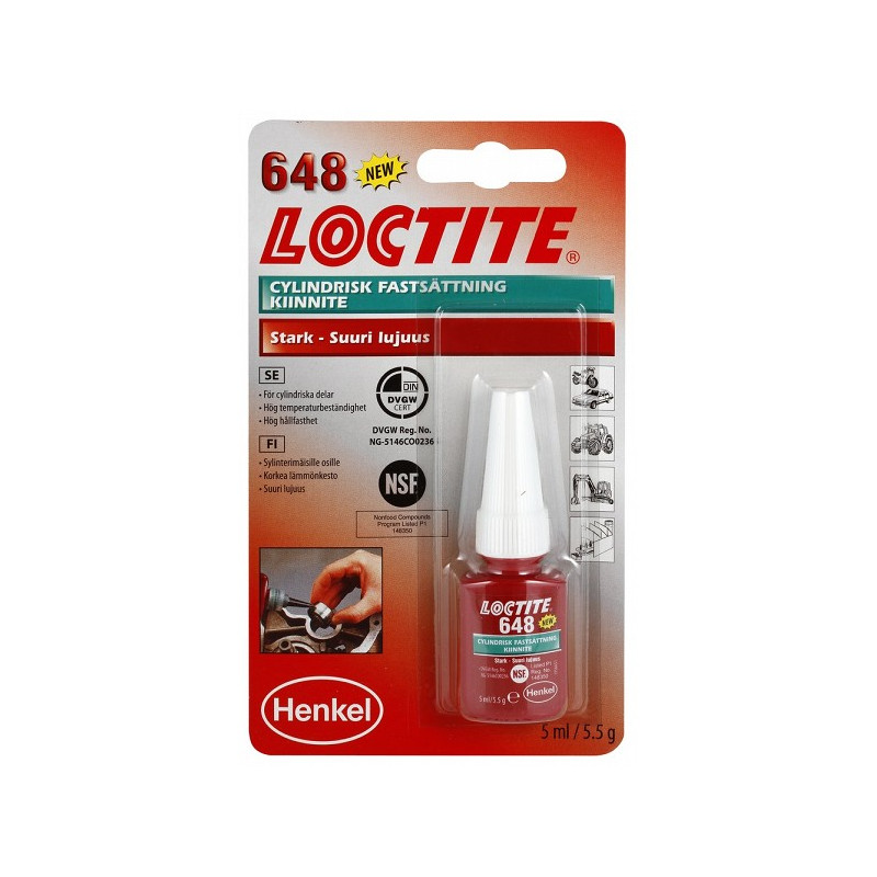 LOCTITE 648 AVA-VÕLL ÜHENDUSTE FIKSAATOR (SUURE TUGEVUSEGA) 5ML/PUDEL