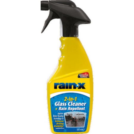 RAIN-X 2-IN-1 GLASS CLEANER WITH RAIN REPELLENT KLAASIPUHASTUSVAHEND/TUULEKLAASI HOOLDUSVAHEND, VEEHÜLGAJA 500ML/PIHUSTI