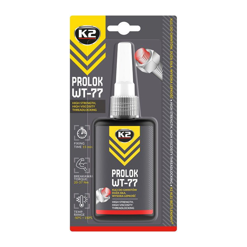 K2 PROLOK WT-77 HIGH STRENGTH/VISCOSITY ANAEROOBNE PUNANE KEERMELIIM 50ML